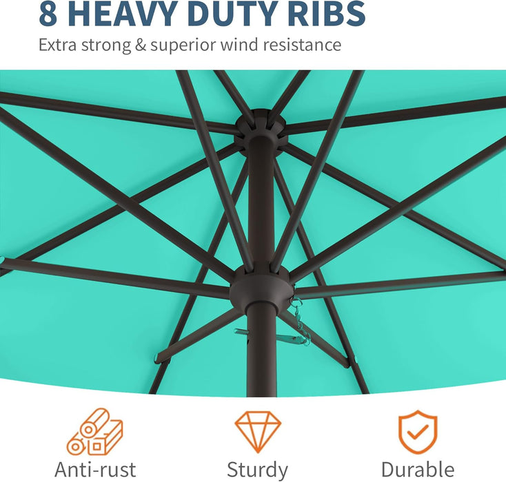 10FT Patio Umbrella, Outdoor Umbrella with Push Button Tilt and Crank, 8 Sturdy Ribs, UV Protection & Waterproof Market Umbrella for Pool, Backyard, Beach,Deck