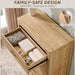 46" Tall Transitional 5-Drawer Dresser for Bedroom, Pale Honey Oak