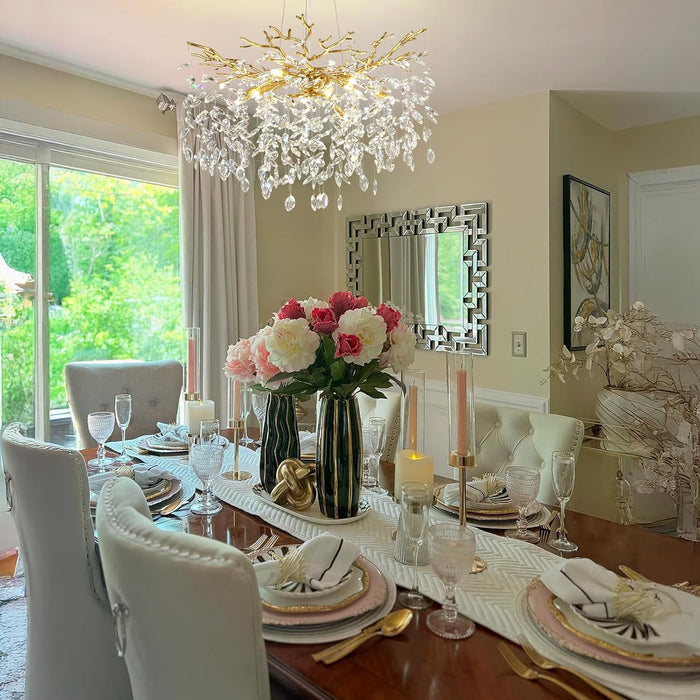 Modern Crystal Chandelier, 30" Chandeliers for Dining Room,Gold K9 Crystal Tree Branches Crystal Chandelier,10-Light Living Room Chandeliers, for Entryway, Foyer, Bedrooms, Bathroom