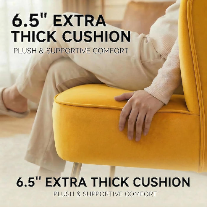 Yellow Wingback Slipper Armchair UltraLux Deluxe Two