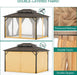 10'X13' Hardtop Gazebo, Galvanized Steel Aluminum Frame with Double Roof, Heavy-Duty Outdoor Patio Gazebo with Curtains & Netting for Backyard, Deck, Porch, Garden, Lawn, Khaki