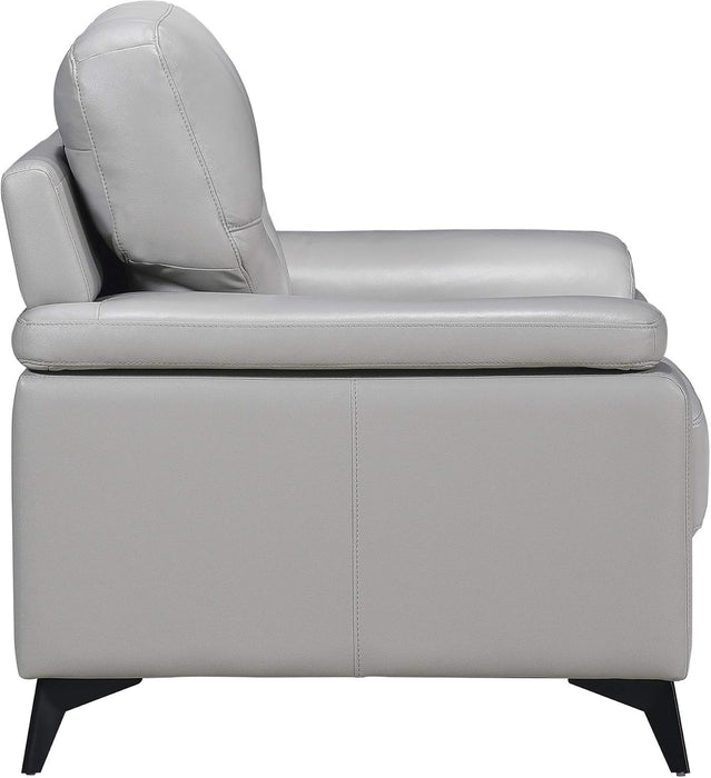 89" Leather Sofa, Silver Gray