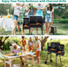 Charcoal Grills 43 Inch Outdoor BBQ Grill Portable Camping Grill Charcoal Smoker with Wheels for 6-10 People Outdoor Camping, Picnics, Patio and Backyard Cooking, Black