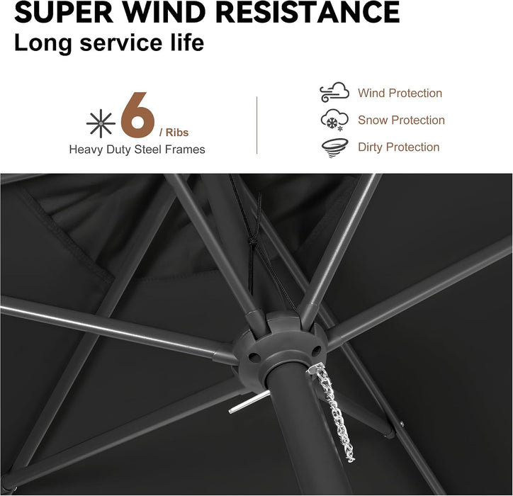 10 Ft Patio Umbrella Outdoor with Push Button Tilt, Black