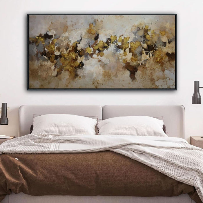 YDSUNE Large Abstract Wall Art - Modern Minimalist Decor Brown Yellow Canvas Picture,Texture Artwork Minimalist Painting for Living Room Decoration 24×48 Inches