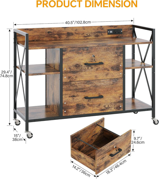 Lockable Industrial Grade File Cabinet Power Outlets