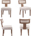 Mid Century Modern Dining Chairs Set of 4, Farmhouse Linen Upholstered Kitchen Dining Side Chairs with Nailhead Trim Curved Backrest, Armless Solid Wood Dining Chairs, Beige