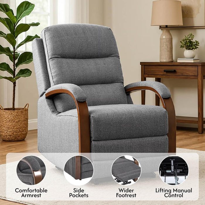 FLEXISPOT Dual Motor Power Lift Recliner Chair for Elderly, Electric Lay Flat Reclining Chair with Massage & Heat, Side Pockets, Fabric Single Sofa for Living Room