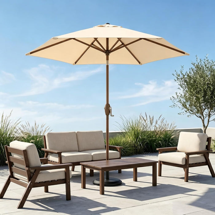 7.5Ft Patio Umbrella, Outdoor Table Market Umbrella with Smooth Crank Lift, 6 Windproof Fiberglass Ribs, UPF50+ UV Protection for Deck, Pool, Garden and Backyard