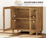 Glass Buffet Cabinet, 70.8" Modern Coffee Bar Sideboard, Oak Brown | Adjustable Shelf, Cable Management, Anti-Tip, Tempered Glass Doors, Wood Legs, Modular Storage for Dining Room Living Room