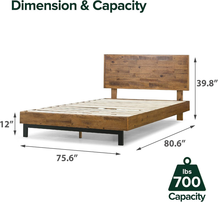 Tricia Wood Platform Bed Frame with Adjustable Headboard/Wood Slat Support with No Box Spring Needed/Easy Assembly, King