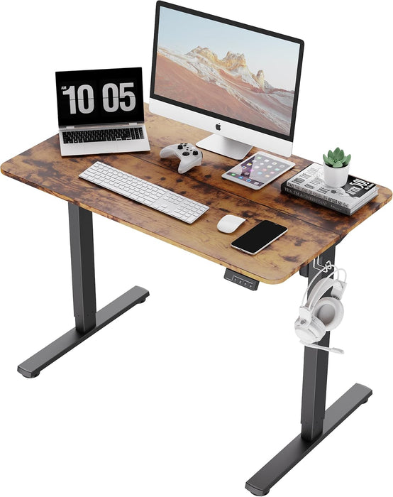 Electric Standing Desk Adjustable Height, Stand up Home Office Desk, 40X24 Inches Sit Stand Desk with Memory Preset, Rustic Brown