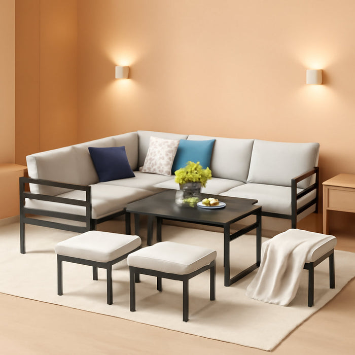 All Weather Aluminum Frame Patio Conversation Set, 7 Pieces Outdoor Patio Furniture, Patio Furniture Set, Outdoor Patio Set for Lawn, Garden, Balcony, Poolside, Conversation Set(Grey