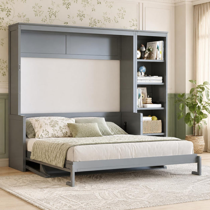 Gray Queen MurphyDesk With Industrial Storage Shelving