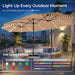15Ft Large Patio Umbrella with Base Included, Double Sided Outdoor Umbrella with Solar Lights, Pool Umbrella with Fade Resistant Canopy for Deck, Porch, Yard, Balcony, Beige