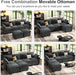107Inch Cloud UShaped Sofa Grey Removable PillowCovers