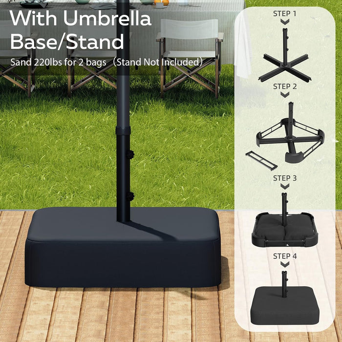 15Ft Double-Sided Patio Umbrella with Solar Lights, Outdoor Rectangle Market Large Patio Umbrella with Base Include|Crank Handle|156 PCS LED Lights for Garden Deck Pool in Grey(1.9" Pole)