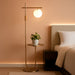 66IN Gold Dimmable Floor Lamps with Storage Table, Modern Standing Tall Lamp with Milky White Globe Lampshade, Cross-Shaped Lamp Head and U-Pole Base Style for Living Room/Bedroom/Office