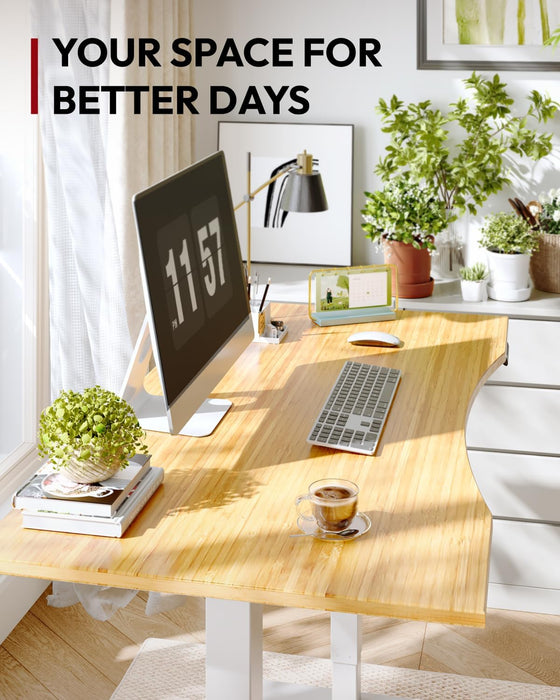Solid Bamboo Dual Motor Standing Desk, 220 Lbs, 48×24