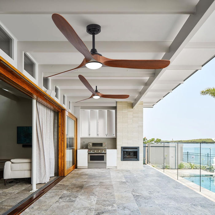 72in Walnut Outdoor Ceiling Fan With Lights