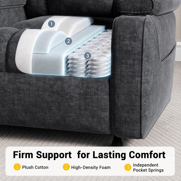 Power Recliner Chair for Adults, Electric Recliner for Living Room, Zero-Gravity Single Reclining Armchair with USB Port, Side Pockets, Cup Holders, Chenille, Dark Gray