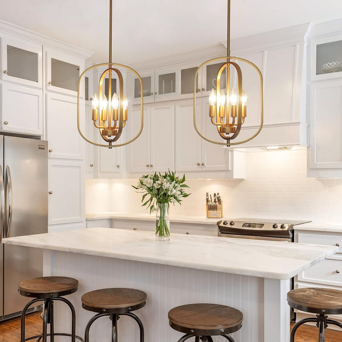 Gold Finish 4 Light Industrial Farmhouse Chandelier
