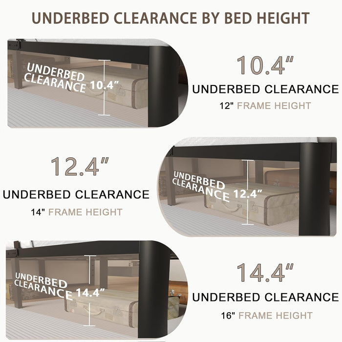 Queen Bed Frame, 14 in Reinforced Heavy Duty Metal Platform Bed, Black