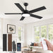 52 Inch Ceiling Fans with Lights, Smart Remote/App Control, Modern Ceiling Fan with 6 Speeds & 3CCT, Dimmable 30W LED, Quiet DC Motor, Noiseless for Living Room, Bedroom, Kitchen, Black