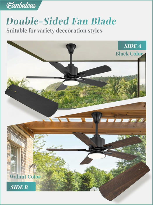 42" Outdoor Ceiling Fan with Light for Patios, IP65 Waterproof Gazebo Fan, Plug in Ceiling Fan with Remote, 3CCT 6-Speed Black Ceiling Fan with Hanging Hook for Porch, Pergola,Canopy