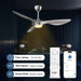52 Inch Modern Smart Wifi Ceiling Fan with Light and Remote Control, Living Room Bedroom Patio 3 Blade Ceiling Fans with Reversible Mute DC Motor, Silver