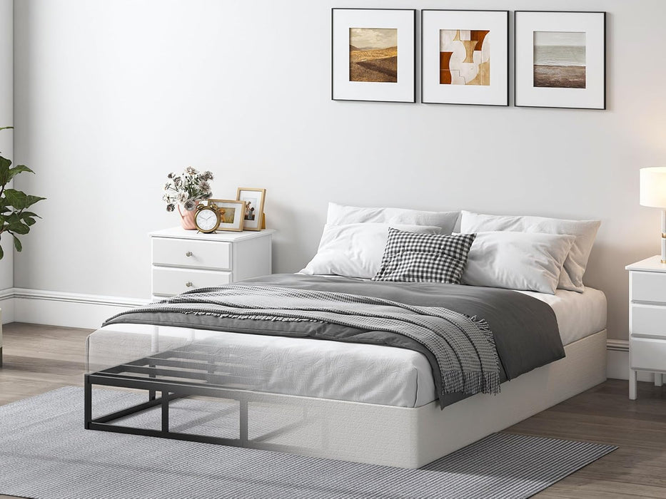 9 Inch High Profile Box Spring, Sturdy Metal Frame Mattress Foundation, Easy Assembly, Quiet & Noise-Free, Queen Size