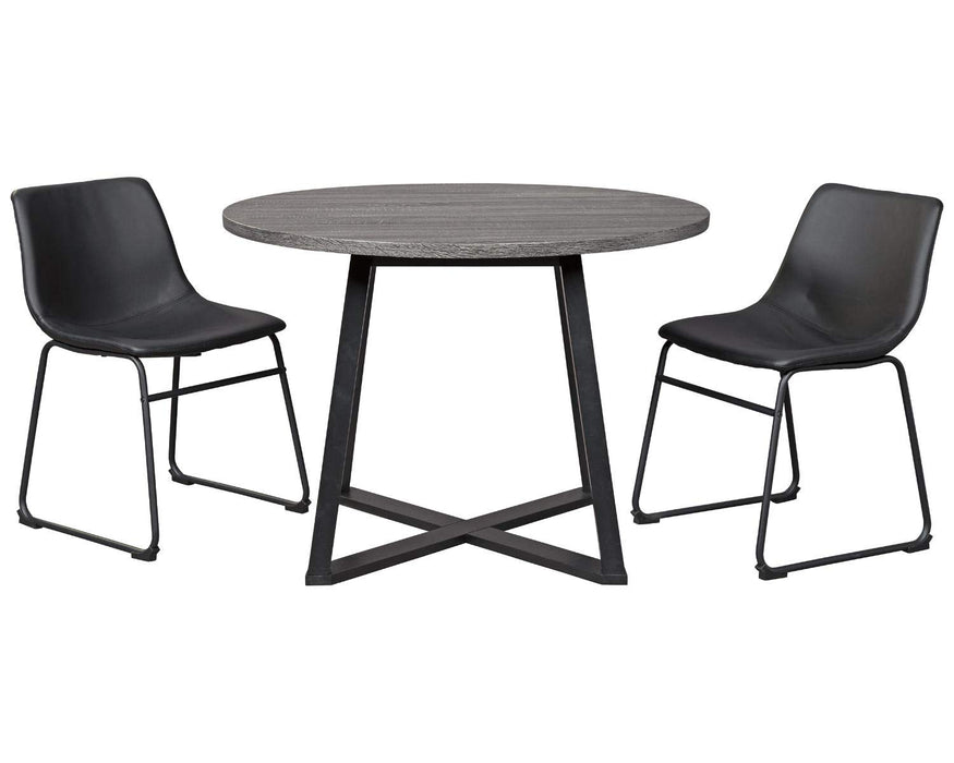 Centiar Mid Century round Dining Room Table with Metal Legs, Gray & Black