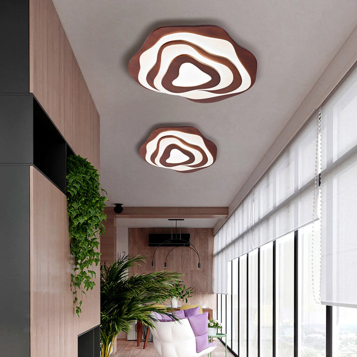 Nordic Irregular Flush Mount Solid Wooden Ceiling Light for Living Room