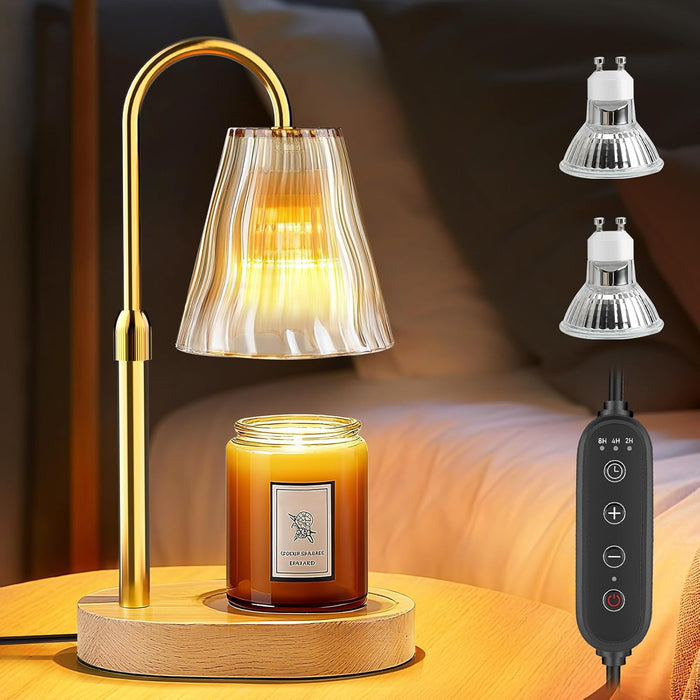 Candle Warmer Lamp with Timer Dimmer, Birthday Gifts for Women Mom Friend Sister, House Warming Gifts New Home Decor, Office Apartment Dorm Room Wax Melt Warmer for Jar Candles with 2 Bulbs