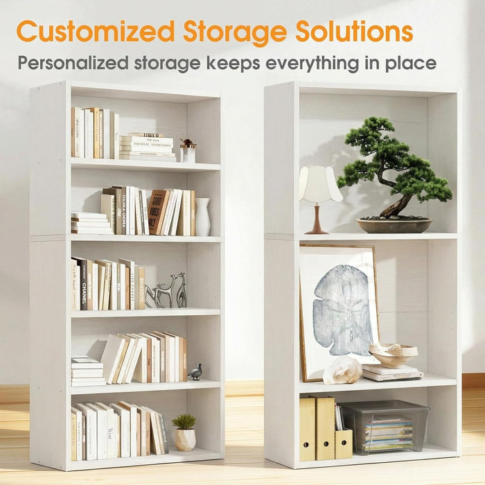 53 Inch Tall White Industrial Floorstanding Bookcase
