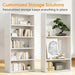53 Inch Tall White Industrial Floorstanding Bookcase