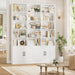 82.3" Triple Wide Bookshelf, Tall Bookcase with 4 Doors, White