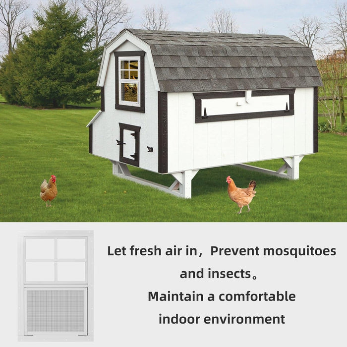 Shed Windows 2 Pack 14" W X 21" H Flush Mount White Window with Tempered Glass and Fiberglass Screen,Sliding Windows with Vertical Slider and Screws for Sheds,Chicken Coop, Playhouse Garbage Room Etc