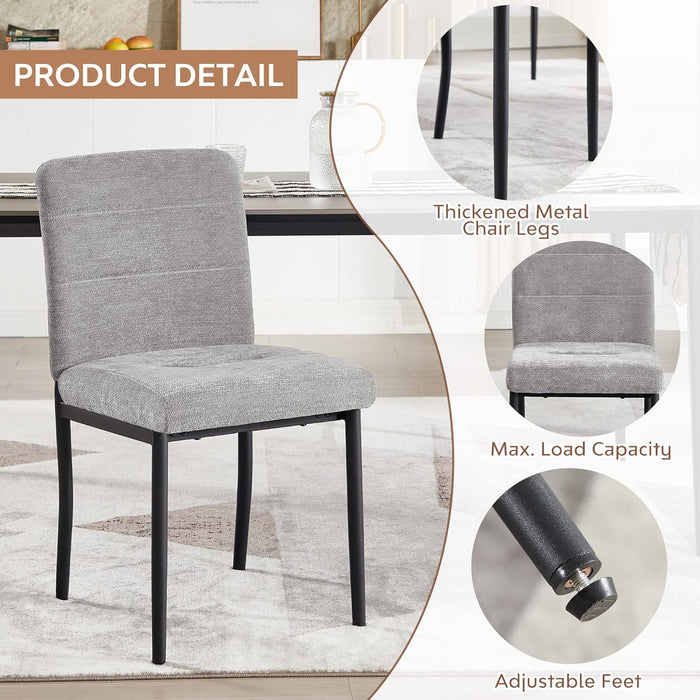 Dining Chairs Set of 4, Modern Upholstered Fabric Parsons Dining Room Chairs, Armless Kitchen Chairs with Metal Legs and Padded Seat for Living Room, Bedroom, Kitchen