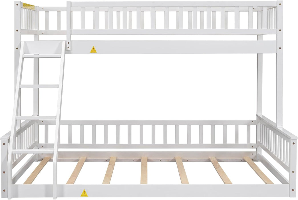 White TwinXLOverQueenSpaceSavingBunkBed WithRails Premium