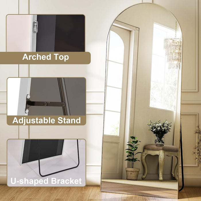 Arched Full Length Mirror 71"X26" Leaning Hanging Decor Silver