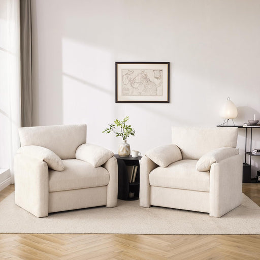 Beige Chenille Upholstered Oversized Armchair 38.6 Inch