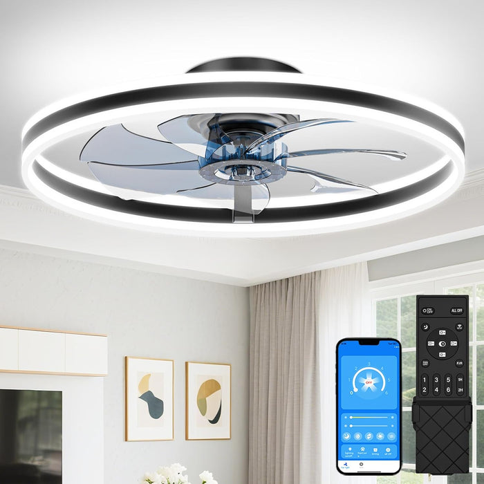 Bladeless Low Profile Ceiling Fan Featuring Dimmable Lighting