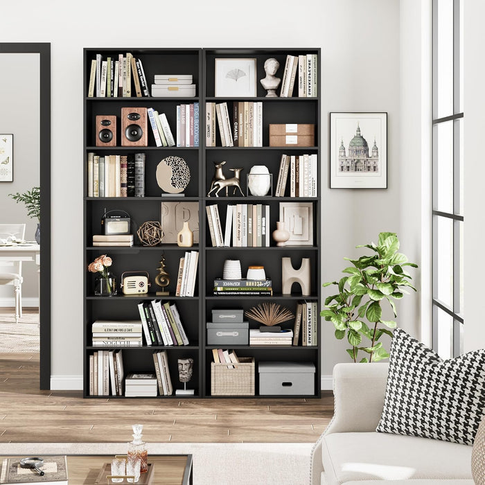 82 Inch Tall Freestanding Black Bookshelf StorageUnit