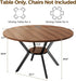 round Dining Table for 4, 43" Farmhouse Kitchen Table with Storage