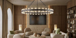 60 Inch Black Wagon Wheel Chandelier with Crystal Shade, 60 Lights, Large round Modern Farmhouse Style, Perfect for High Ceiling, Dining Room, Kitchen, Entryways, Foyer