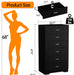 48" Tall Dresser for Bedroom Chest of Drawers with Power Outlets Wood 6 Drawers Dresser with Large Storage Space and Metal Handles Modern Closet Storage Drawer for Living Room Hallway Black