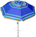 7Ft Heavy Duty High Wind Beach Umbrella Parasols with Sand Anchor & Tilt Sun Shelter, UV 50+ Protection Outdoor Sunshade Umbrellas Carry Bag for Patio Garden Pool Backyard Stripe Blue