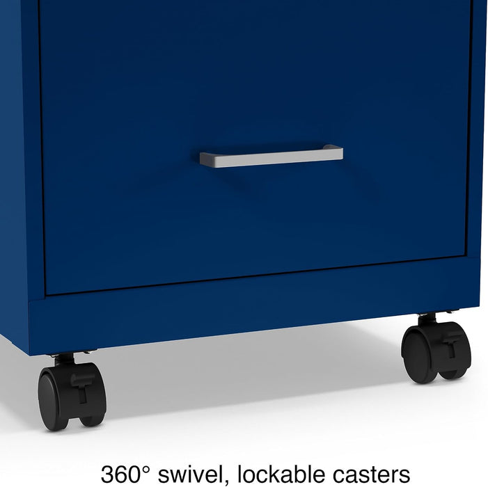 2-Drawer Vertical File Cabinet, Letter Size, Lockable, Blue