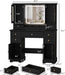 Makeup Vanity Desk with Mirror and Lights, Farmhouse Vanity Table Set with 6 Drawer&Charging Station, Makeup Desk with RGB Cabinets, Black Vanity with Lighted Mirror for Girls Women, 3 Light Modes